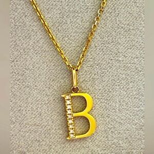 Shane Co. Diamond Letter B Pendant Charm 14k Yellow Gold Necklace